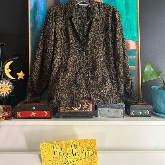 Y2K Leopard Print Blouse Small - Picture 13 of 14